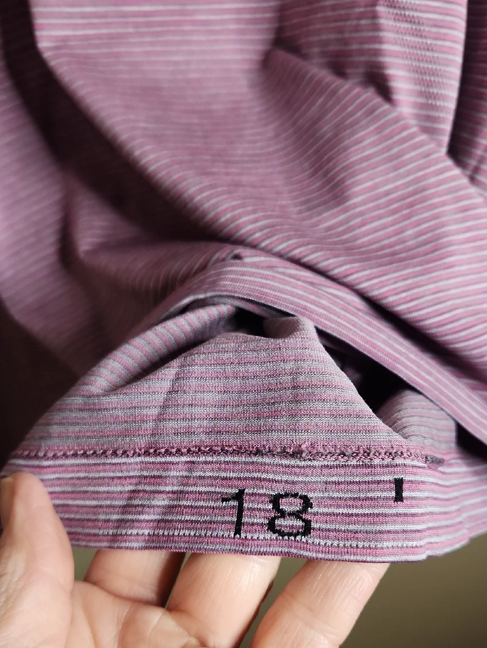 Lululemon Swiftly Tech Long Sleeve Crew in Plum/Grey Stripe. Size 18 - Picture 2 of 3